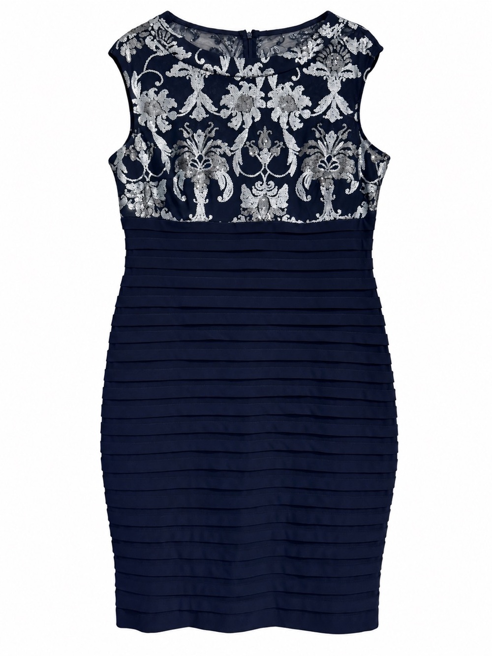 Scarlett Navy Dress with Silver Embroidered Bodice